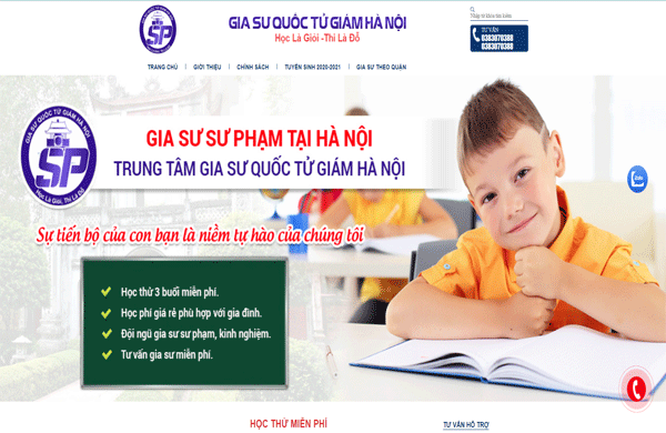 Mẫu thiết kế website trung tâm gia sư dạy kèm đẹp mắt
